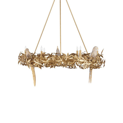Currey and Company Aviary 6 Light 42" Wide Wrought Iron Candle Style Chandelier
