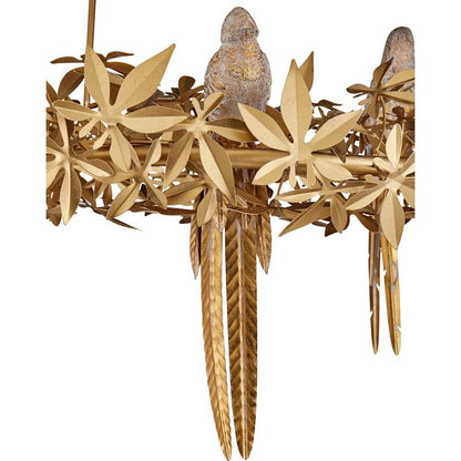 Currey and Company Aviary 6 Light 42" Wide Wrought Iron Candle Style Chandelier