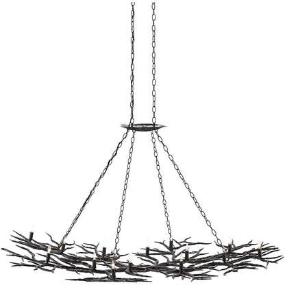 Currey and Company Rainforest 74" Wide 14 Light Linear Chandelier