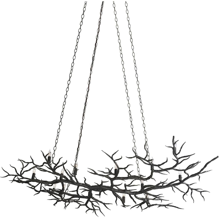 Currey and Company Rainforest 74" Wide 14 Light Linear Chandelier