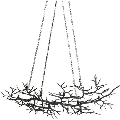 Currey and Company Rainforest 74" Wide 14 Light Linear Chandelier