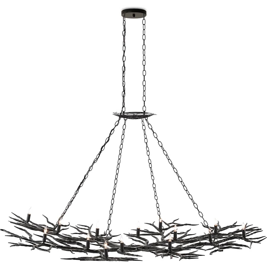 Currey and Company Rainforest 74" Wide 14 Light Linear Chandelier