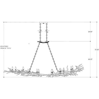 Currey and Company Rainforest 74" Wide 14 Light Linear Chandelier