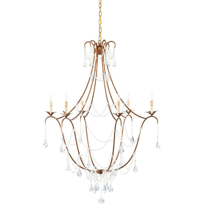 Currey and Company Elizabeth 50"H 6 Light Chandelier with Optional Customizable Shades from the Lillian August Collection