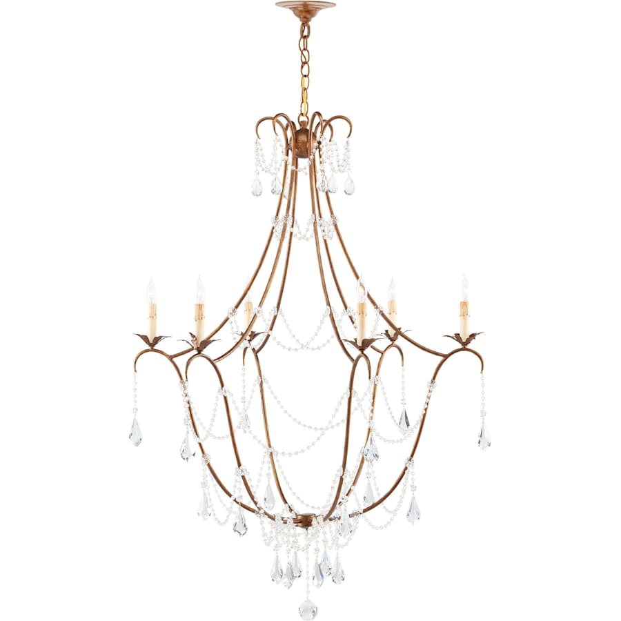 Currey and Company Elizabeth 50"H 6 Light Chandelier with Optional Customizable Shades from the Lillian August Collection