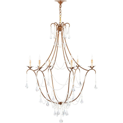 Currey and Company Elizabeth 50"H 6 Light Chandelier with Optional Customizable Shades from the Lillian August Collection