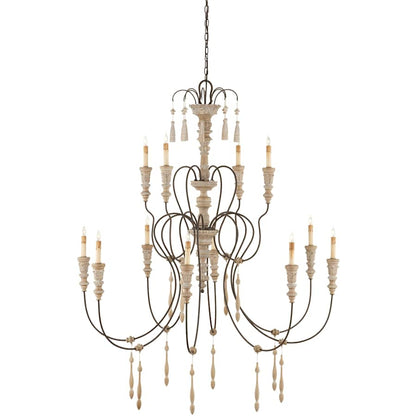 Currey and Company Hannah 53" Wide 12 Light Wrought Iron Large Hannah Chandelier with Customizable Shades