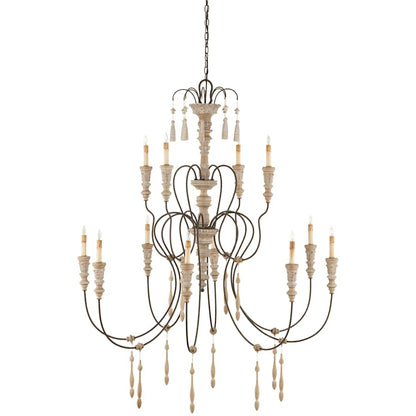 Currey and Company Hannah 53" Wide 12 Light Wrought Iron Large Hannah Chandelier with Customizable Shades