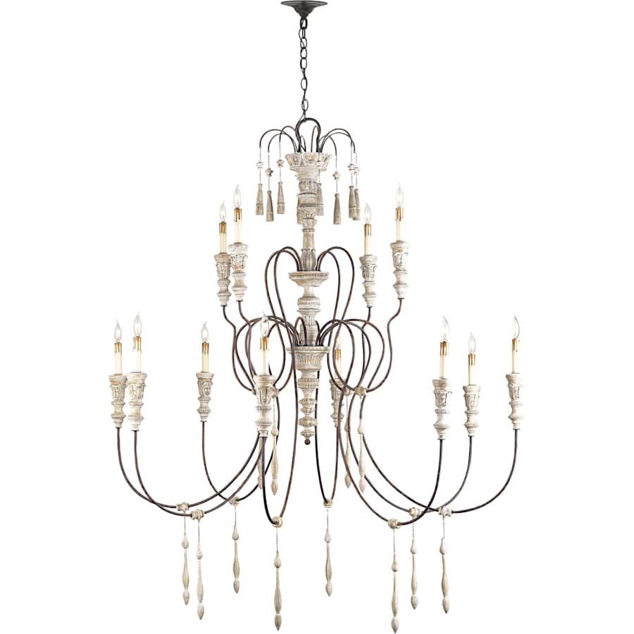 Currey and Company Hannah 53" Wide 12 Light Wrought Iron Large Hannah Chandelier with Customizable Shades
