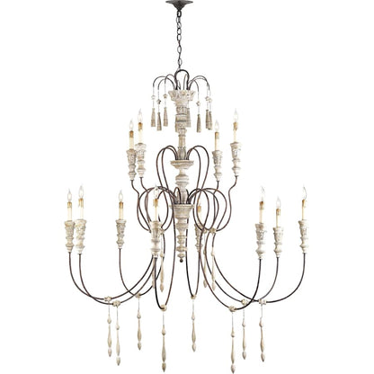 Currey and Company Hannah 53" Wide 12 Light Wrought Iron Large Hannah Chandelier with Customizable Shades