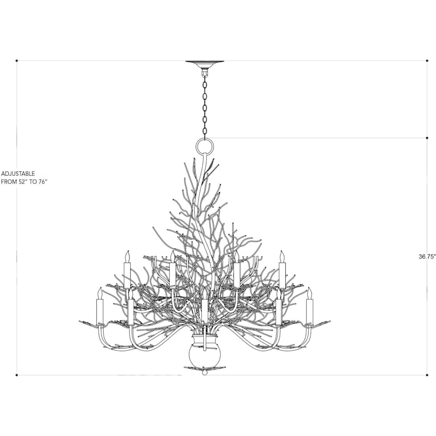 Currey and Company Seaward 39" 12 Light Large Chandelier with Optional Customizable Shades