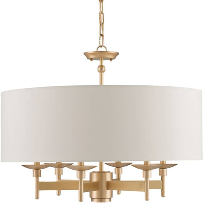Currey and Company Bering 28" Wide 6 Light 1 Tier Chandelier with Eggshell Shantung Shade