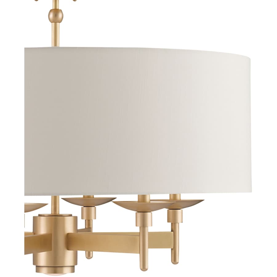 Currey and Company Bering 28" Wide 6 Light 1 Tier Chandelier with Eggshell Shantung Shade