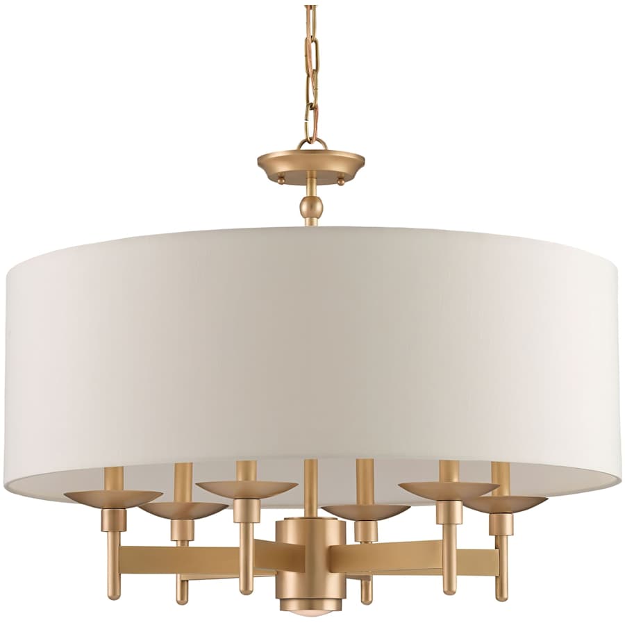 Currey and Company Bering 28" Wide 6 Light 1 Tier Chandelier with Eggshell Shantung Shade