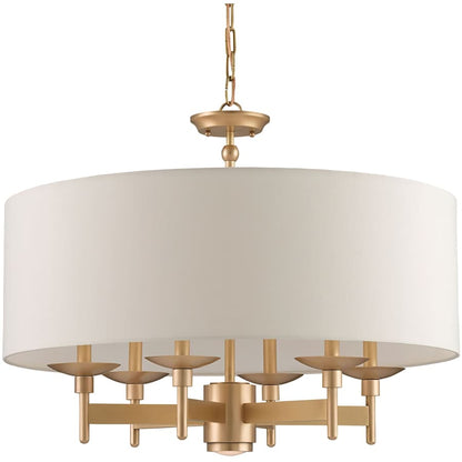 Currey and Company Bering 28" Wide 6 Light 1 Tier Chandelier with Eggshell Shantung Shade
