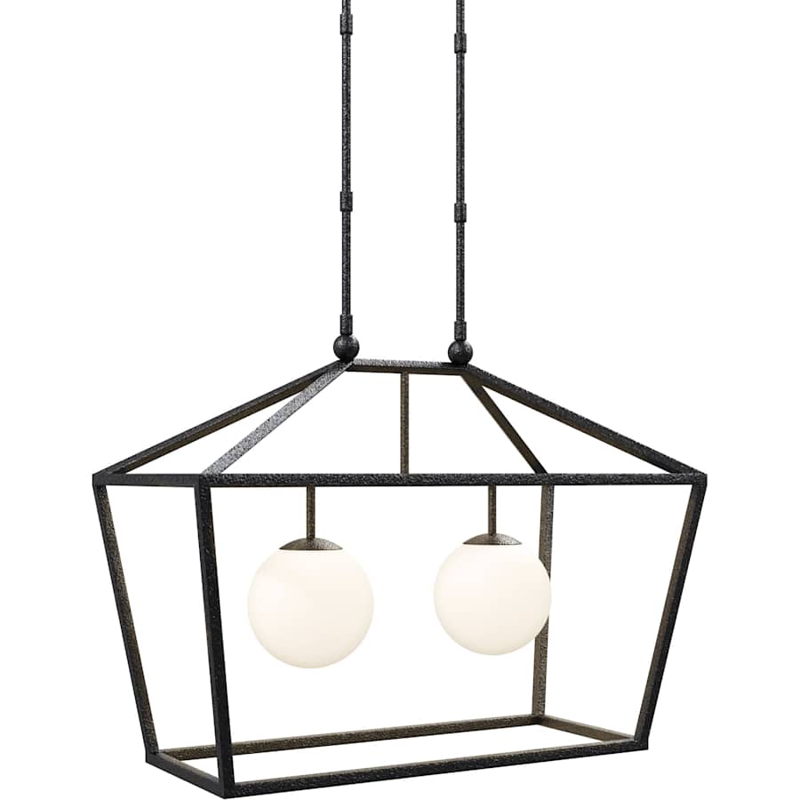 Currey and Company Denison 2 Light 36" Wide Outdoor Wrought Iron Pendant