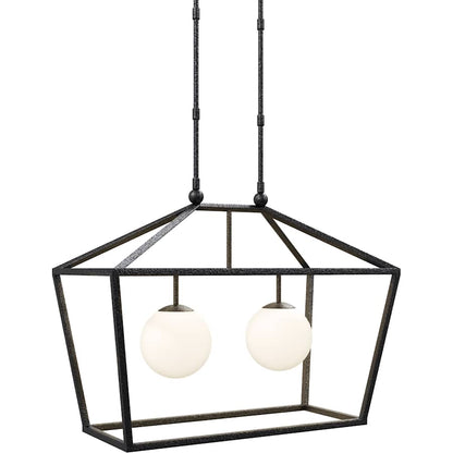 Currey and Company Denison 2 Light 36" Wide Outdoor Wrought Iron Pendant