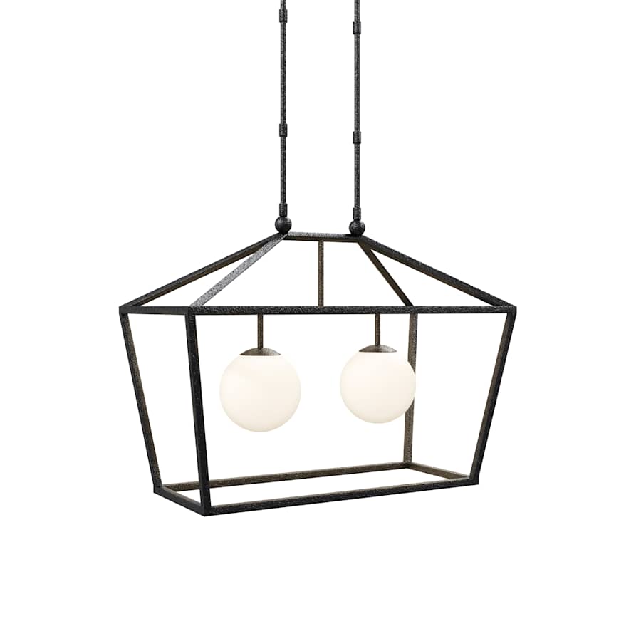 Currey and Company Denison 2 Light 36" Wide Outdoor Wrought Iron Pendant