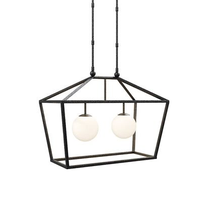 Currey and Company Denison 2 Light 36" Wide Outdoor Wrought Iron Pendant