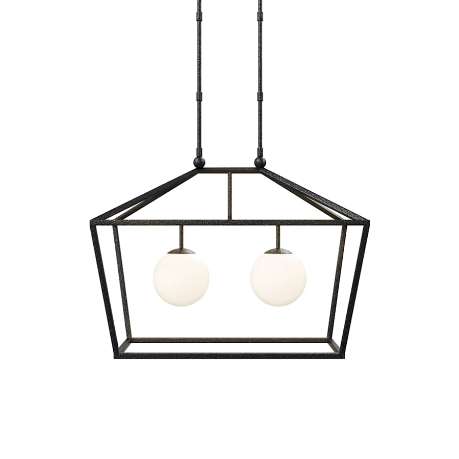 Currey and Company Denison 2 Light 36" Wide Outdoor Wrought Iron Pendant