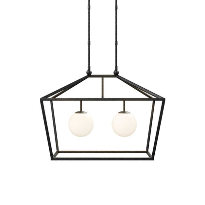 Currey and Company Denison 2 Light 36" Wide Outdoor Wrought Iron Pendant