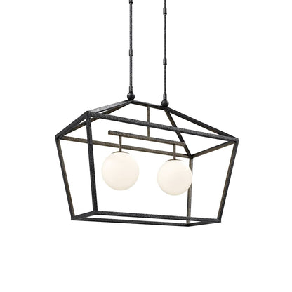 Currey and Company Denison 2 Light 36" Wide Outdoor Wrought Iron Pendant