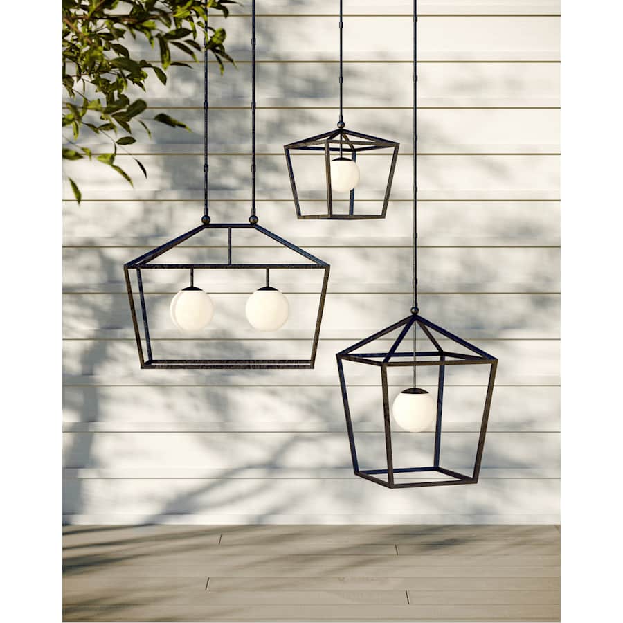 Currey and Company Denison 2 Light 36" Wide Outdoor Wrought Iron Pendant