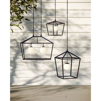 Currey and Company Denison 2 Light 36" Wide Outdoor Wrought Iron Pendant