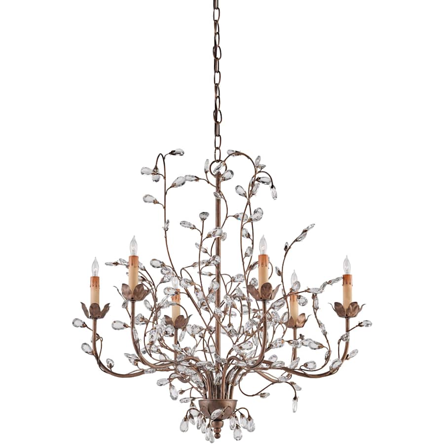Currey and Company Crystal Bud 28" Wide 6 Light Chandelier, Medium with Customizable Shades