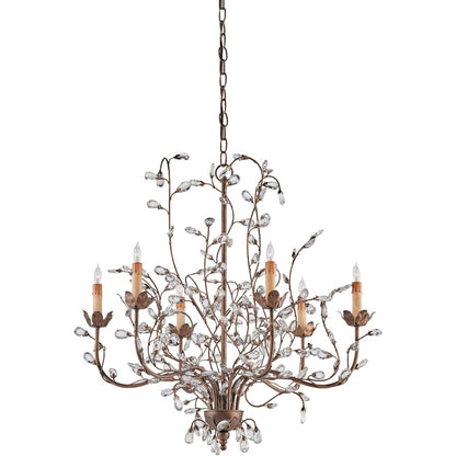 Currey and Company Crystal Bud 28" Wide 6 Light Chandelier, Medium with Customizable Shades