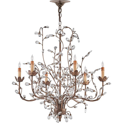 Currey and Company Crystal Bud 28" Wide 6 Light Chandelier, Medium with Customizable Shades