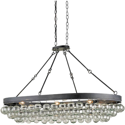 Currey and Company Balthazar 46" Wide 6 Light Large Chandelier with Suspended Clear Glass Globes