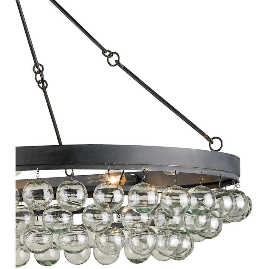 Currey and Company Balthazar 46" Wide 6 Light Large Chandelier with Suspended Clear Glass Globes