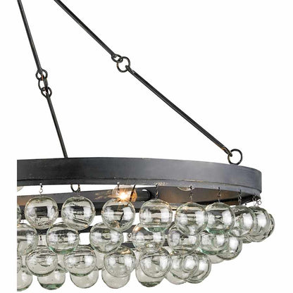 Currey and Company Balthazar 46" Wide 6 Light Large Chandelier with Suspended Clear Glass Globes