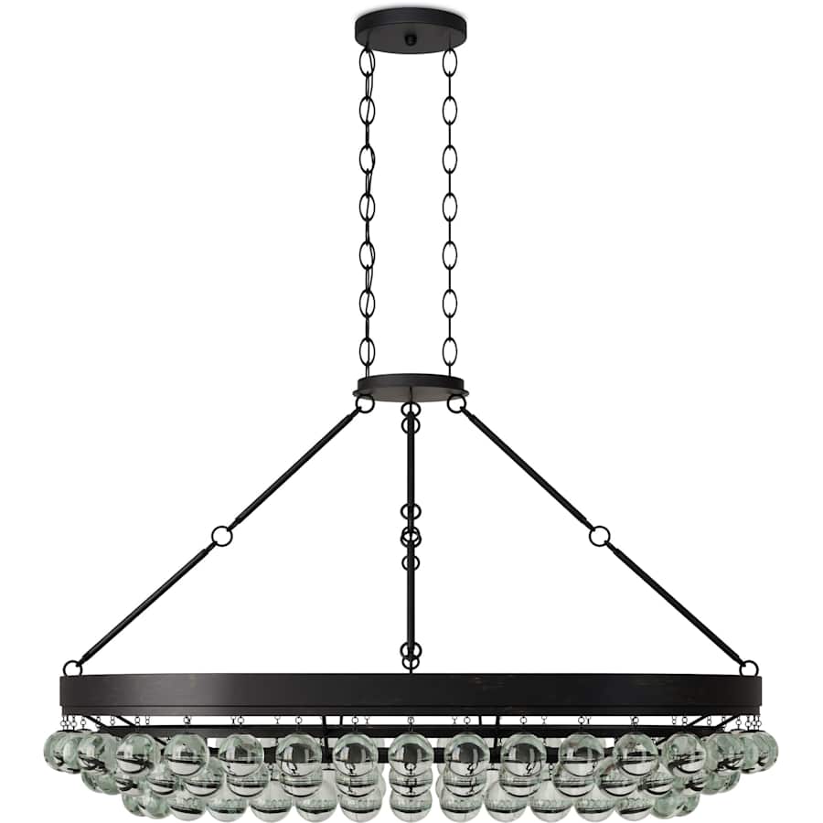 Currey and Company Balthazar 46" Wide 6 Light Large Chandelier with Suspended Clear Glass Globes