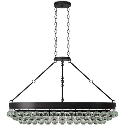 Currey and Company Balthazar 46" Wide 6 Light Large Chandelier with Suspended Clear Glass Globes