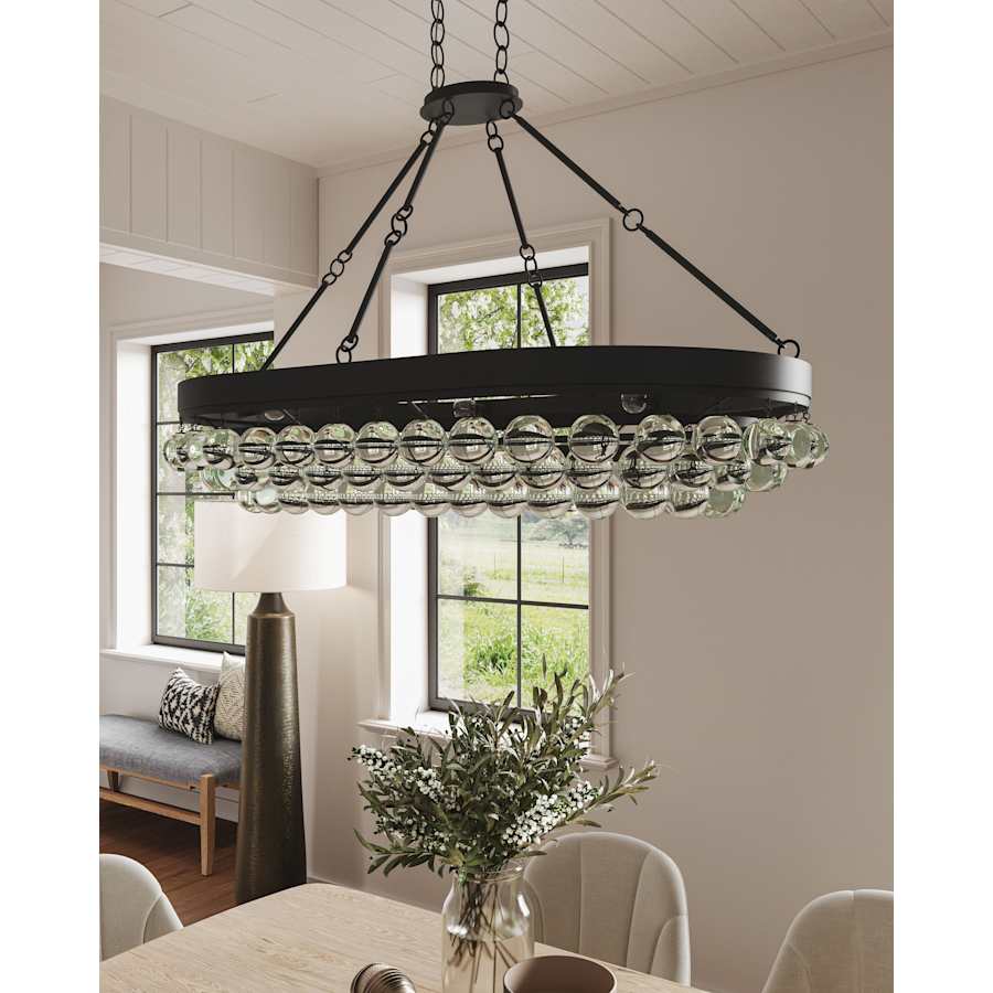 Currey and Company Balthazar 46" Wide 6 Light Large Chandelier with Suspended Clear Glass Globes