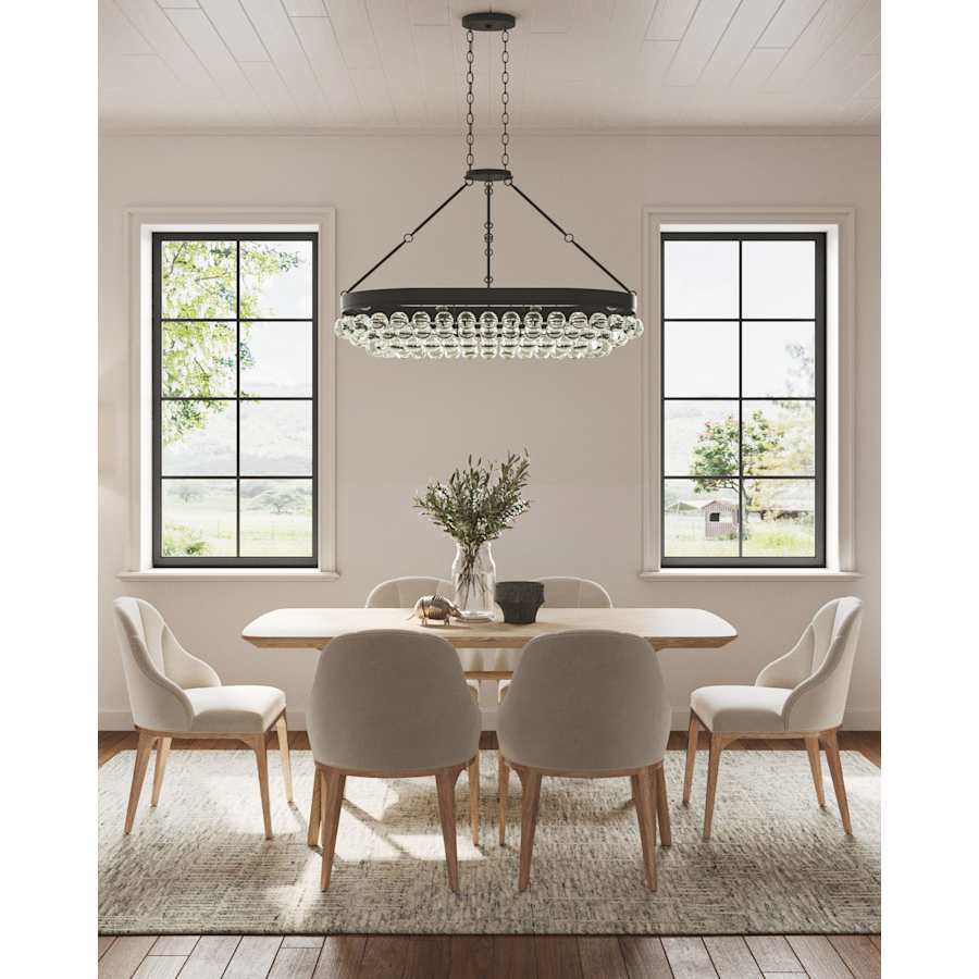 Currey and Company Balthazar 46" Wide 6 Light Large Chandelier with Suspended Clear Glass Globes