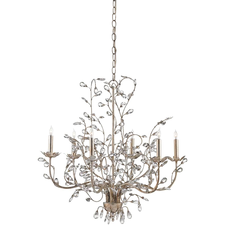 Currey and Company Crystal Bud 28" Wide 6 Light 1 Tier Chandelier