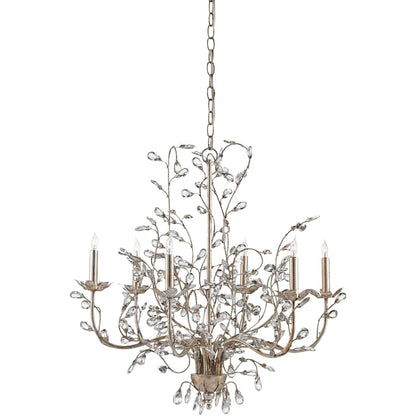 Currey and Company Crystal Bud 28" Wide 6 Light 1 Tier Chandelier