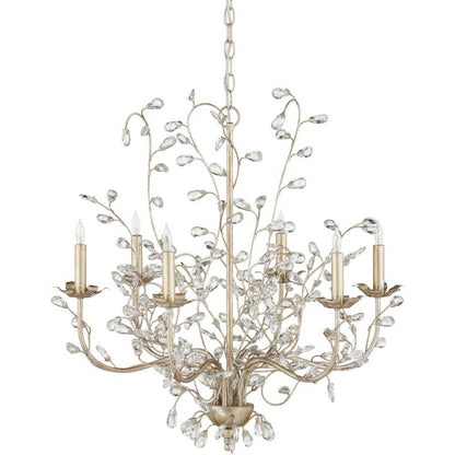 Currey and Company Crystal Bud 28" Wide 6 Light 1 Tier Chandelier
