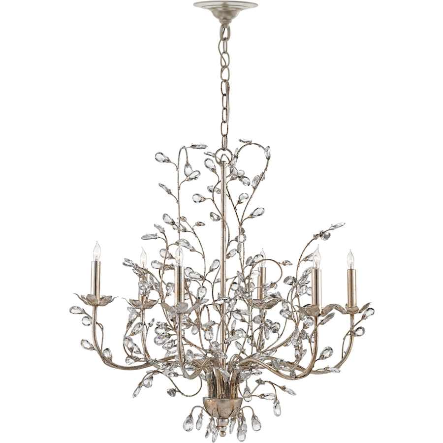 Currey and Company Crystal Bud 28" Wide 6 Light 1 Tier Chandelier