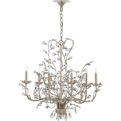 Currey and Company Crystal Bud 28" Wide 6 Light 1 Tier Chandelier