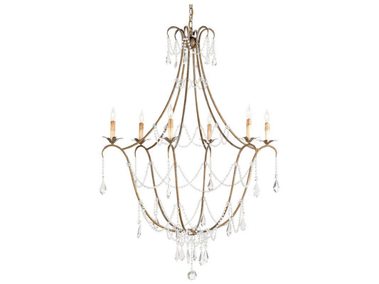 Luxecor Vistas 6-Light Rhine Gold Crystal Candelabra Chandelier