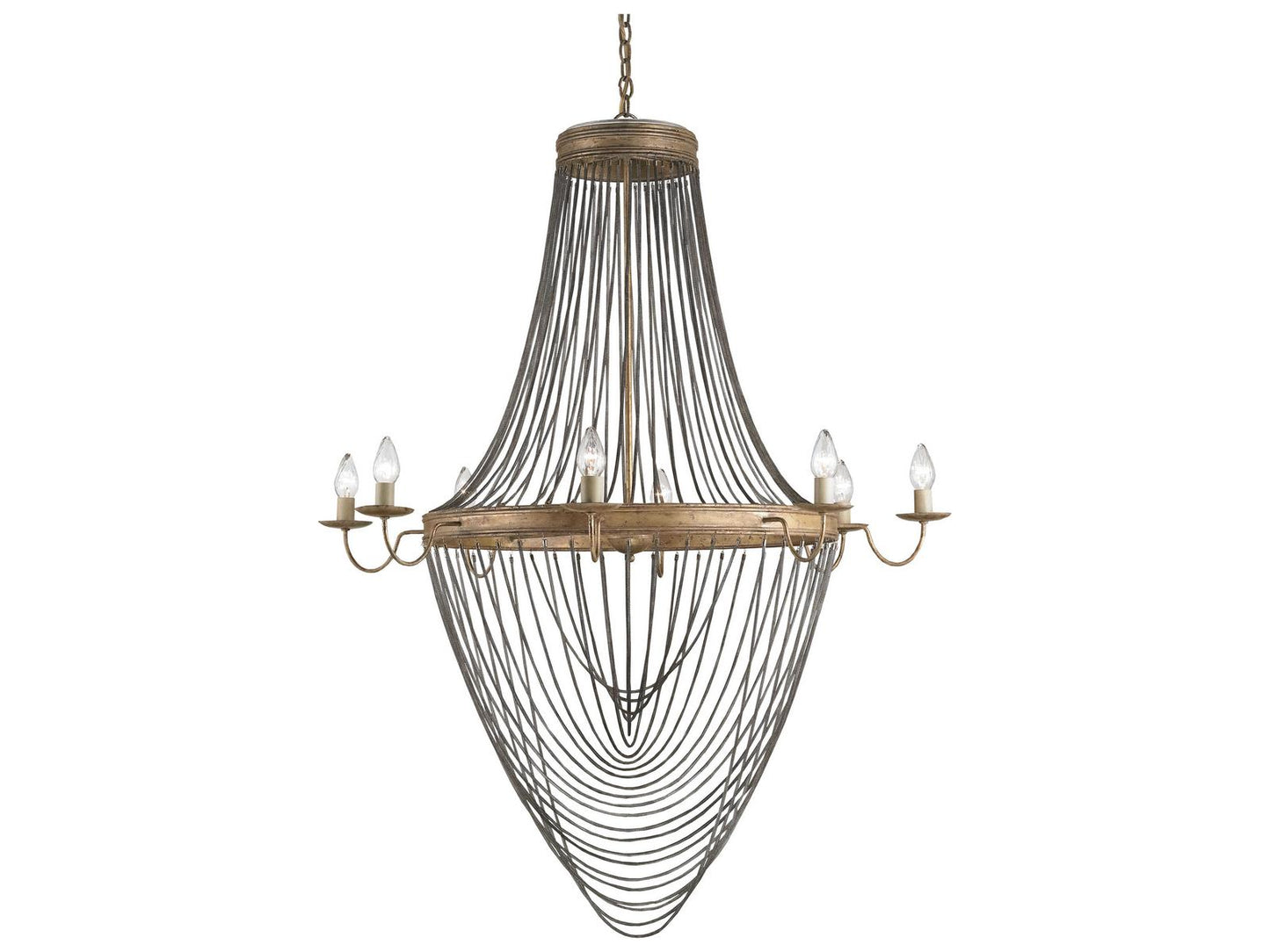 Luxecor Vistas 8-Light French Gold Leaf antique Wash Silver Candelabra Geometric Chandelier