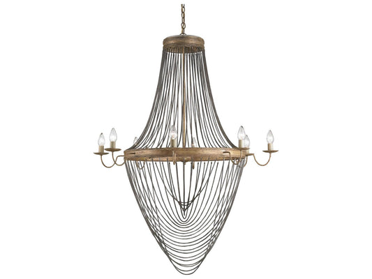 Luxecor Vistas 8-Light French Gold Leaf antique Wash Silver Candelabra Geometric Chandelier