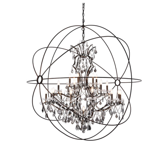 Elegant Lighting Geneva 25 Light 60" Wide Crystal Chandelier with Silver Shade Royal Cut Crystals