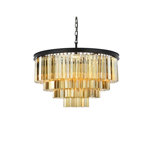 Elegant Lighting Sydney 17 Light 32" Wide Crystal Chandelier with Golden Teak Royal Cut Crystals