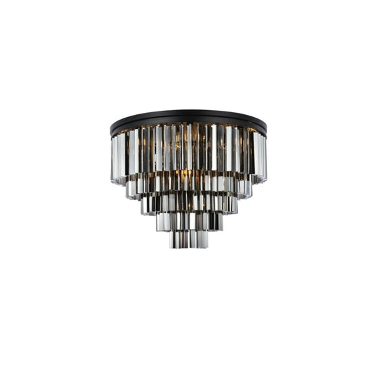 Elegant Lighting Sydney 17 Light 32" Wide Flush Mount Drum Ceiling Fixture with Silver Shade Royal Cut Crystals