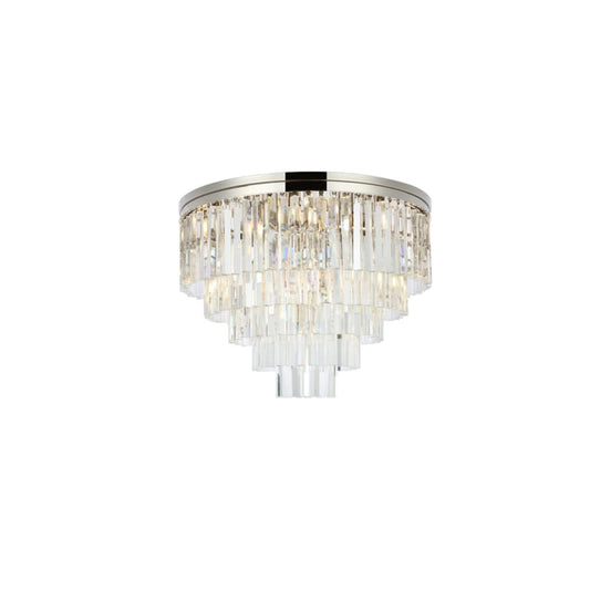 Elegant Lighting Sydney 17 Light 32" Wide Flush Mount Drum Ceiling Fixture with Clear Royal Cut Crystals
